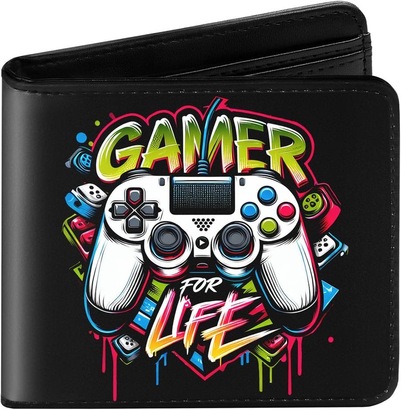 Amutta Kids Wallet for Boys, Cool Teen Boys Wallet for Kids Ages 4-5-6-7-8-9-10-11-12-13-14-15-16, Leather Wallet for Teen Boy, Gamer Gaming Video Game Teenage Teenager Youth Gifts Christmas Birthday - Image 1